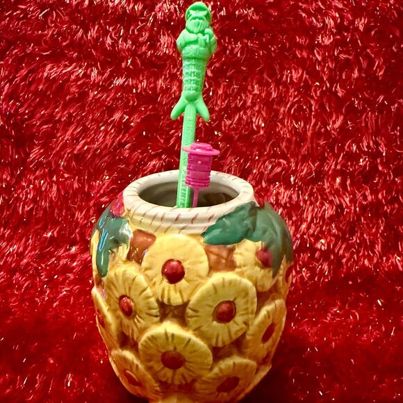 Beachbum Berry Sippin Santa Christmas Ham w/ Pineapple Cherries Tiki Mug Swizzle - Picture 2 of 6